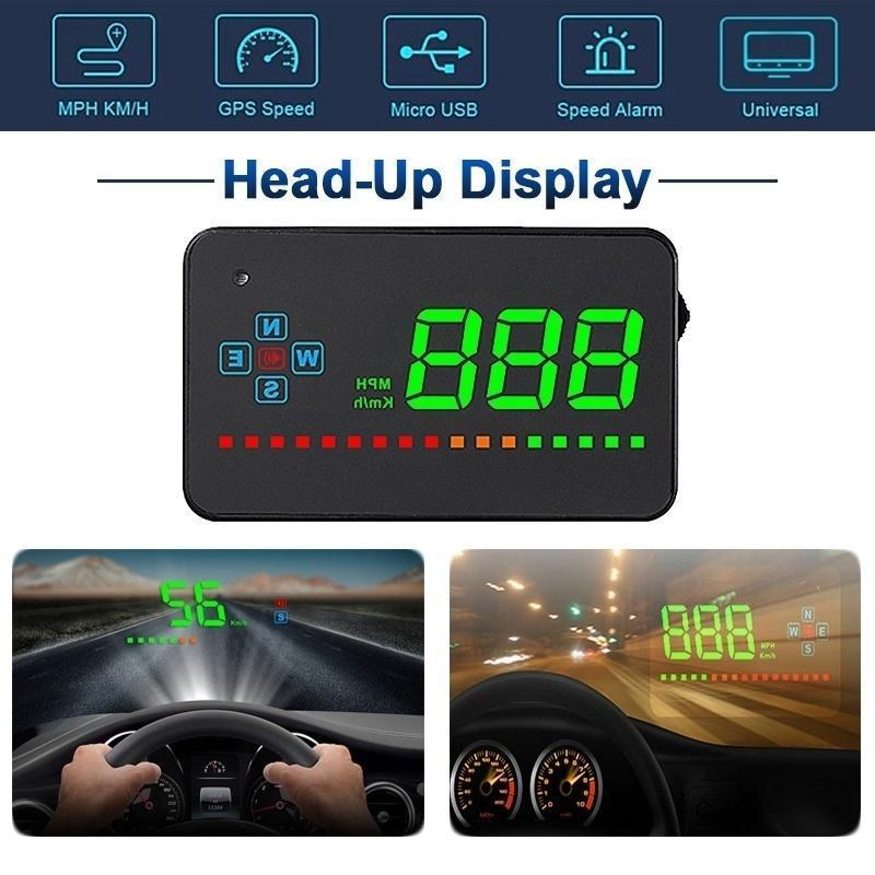 Projecteur De Compteur De Vitesse Hud Project Mph/Km De Voiture Numérique Gps Tête Haute Fenêtre D'Alarme D'Alarme Fatiguée