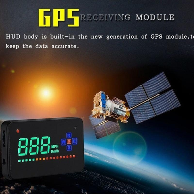Projecteur De Compteur De Vitesse Hud Project Mph/Km De Voiture Numérique Gps Tête Haute Fenêtre D'Alarme D'Alarme Fatiguée