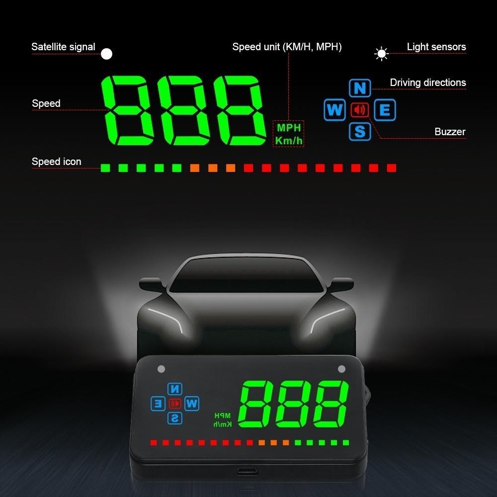 Projecteur De Compteur De Vitesse Hud Project Mph/Km De Voiture Numérique Gps Tête Haute Fenêtre D'Alarme D'Alarme Fatiguée