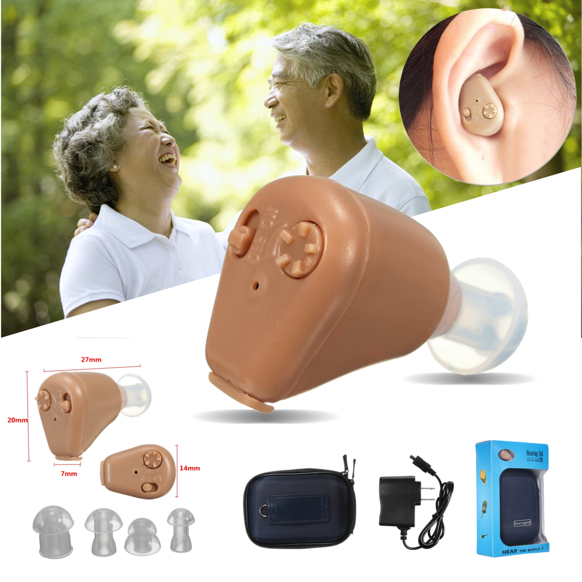 Mini Rechargeable Dans L'Aide Auditive D'Oreille Avec L'Amplificateur Réglable De Tonalité