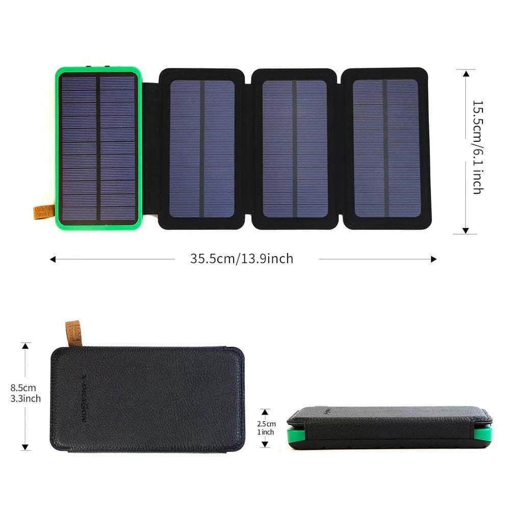 Chargeur Portable Double Usb Solaire 10 000 Mah Et Voyant Del
