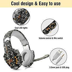 Kotion Eachh G9000 Casque De Jeu 3,5 Mm Pour Pc Ps4 Xbox One Avec Éclairage Del À Del