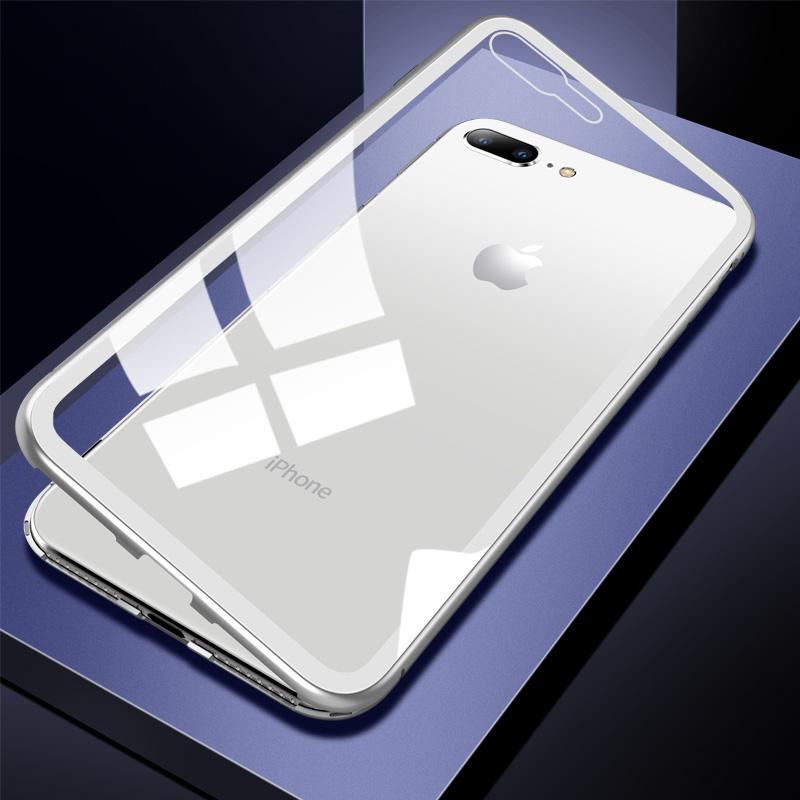 Étui De Protection Arrière En Verre Trempé Avec Cadre En Métal Magnétique Pour Iphone
