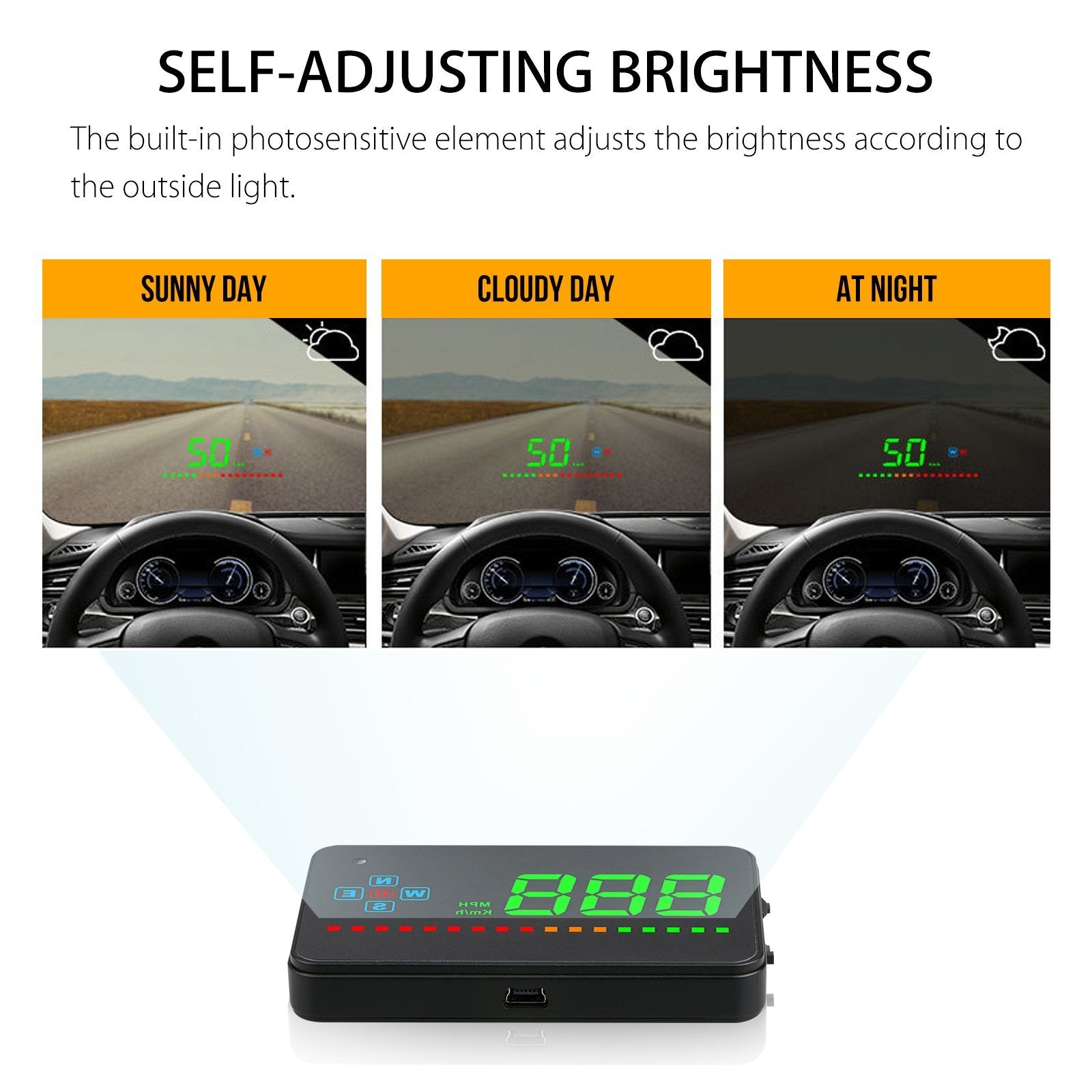 Projecteur De Compteur De Vitesse Hud Project Mph/Km De Voiture Numérique Gps Tête Haute Fenêtre D'Alarme D'Alarme Fatiguée