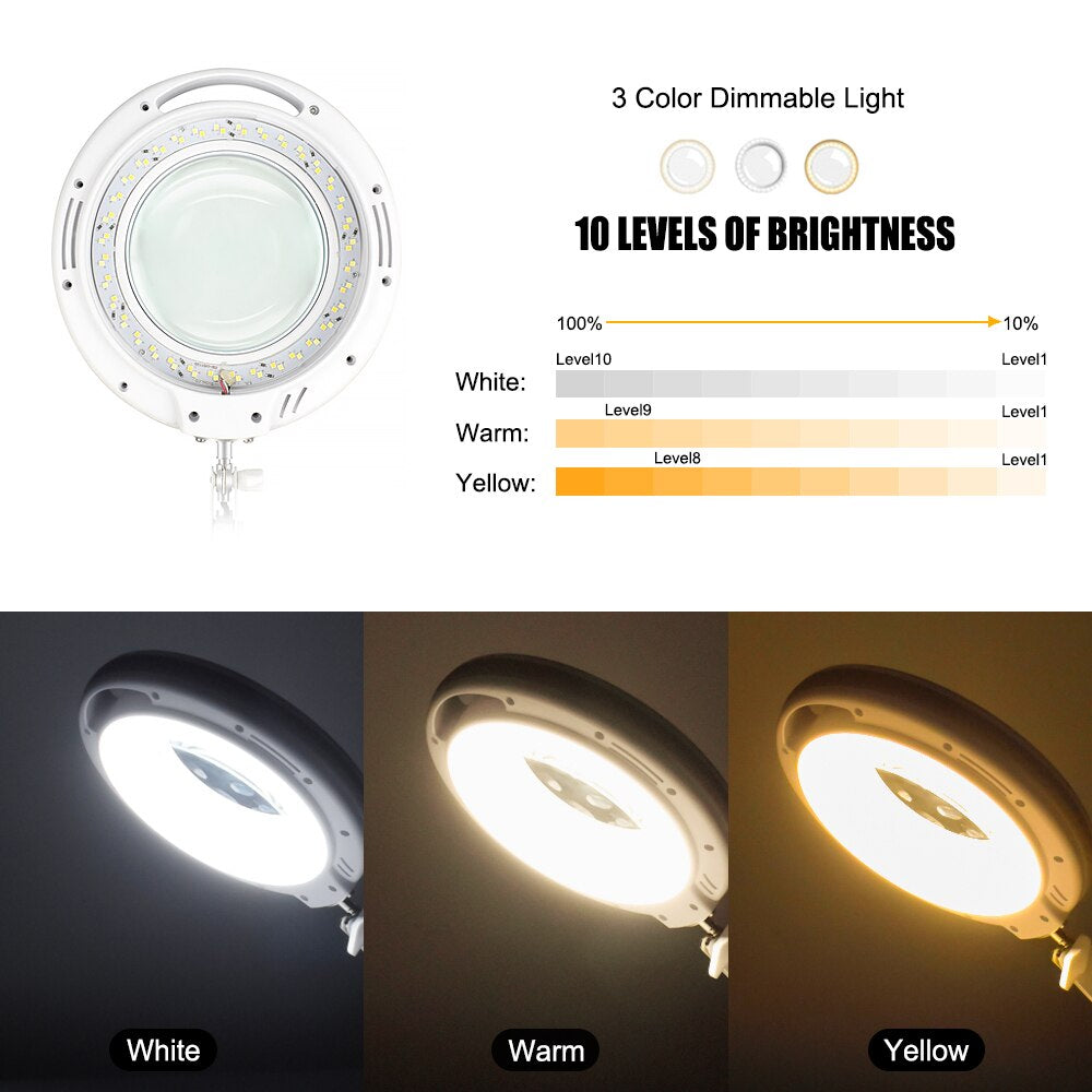 Lampe LED avec 3 lumières à couleurs changeantes et une capacité de grossissement 5X