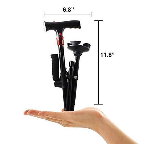 Canne De Marche Pliable Selon Standing Avec 6 Lumières Del