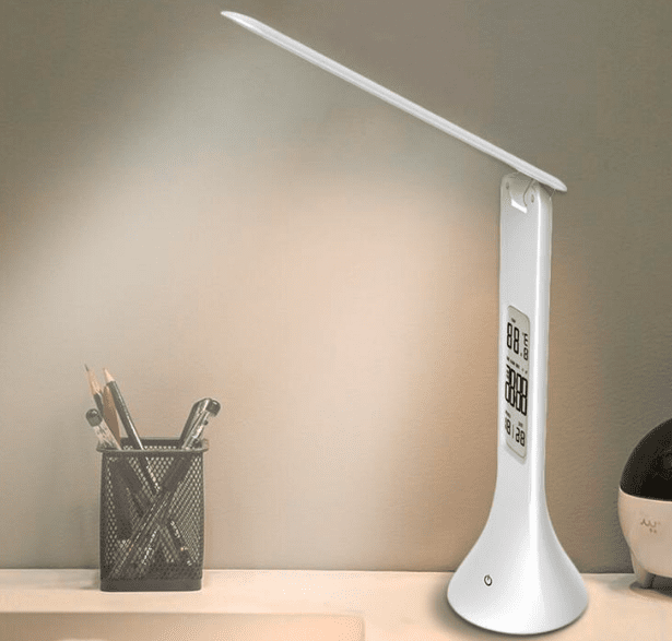 Slim Dimmable Led Lampe De Bureau Avec Construit Dans L'Horloge