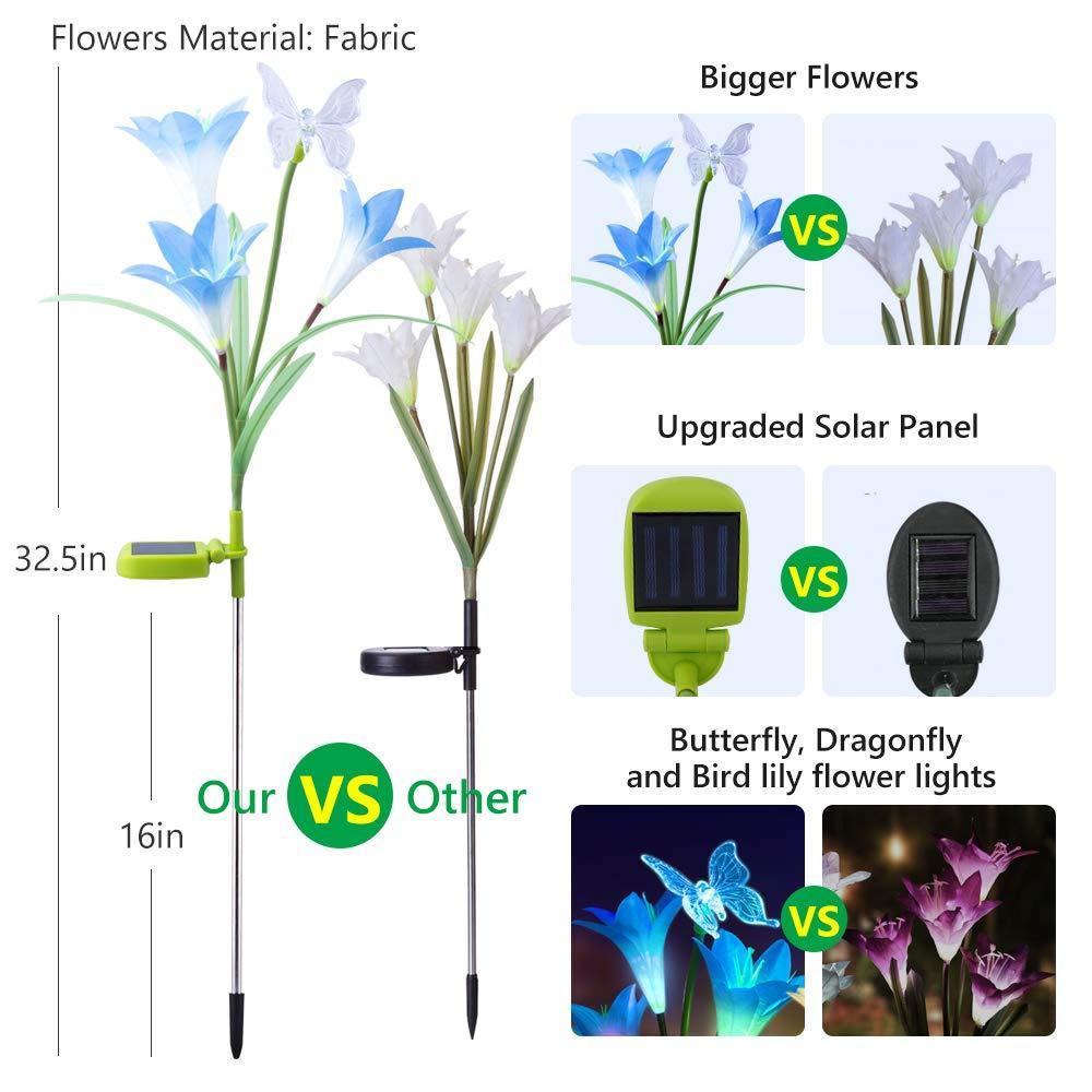 Lumières Actionnées Solaires De Jardin De Fleur (7 Lumières De Changement Automatique De Led De Couleurs)