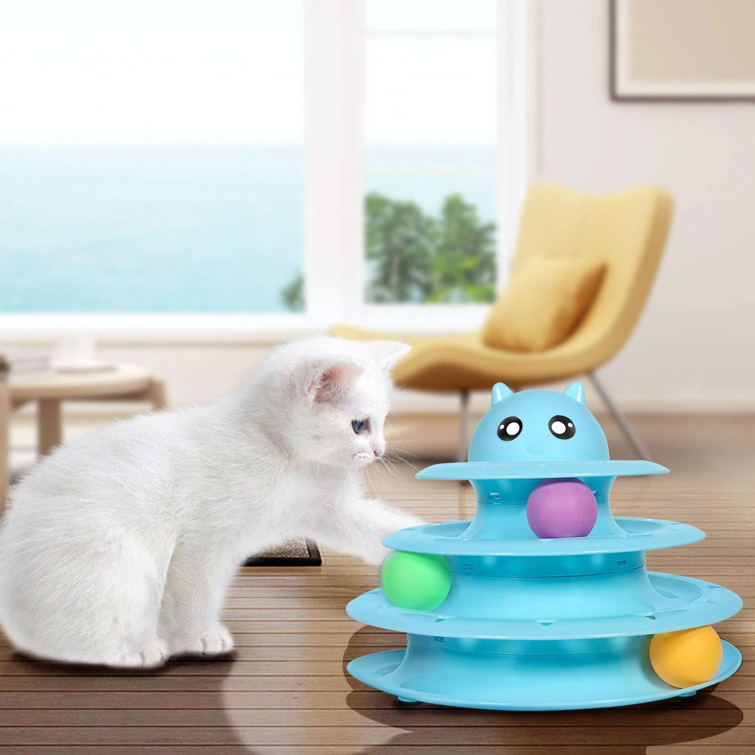 Cat Toys: Rouleau De Pistes À 3 Niveaux Avec Trois Billes Colorées