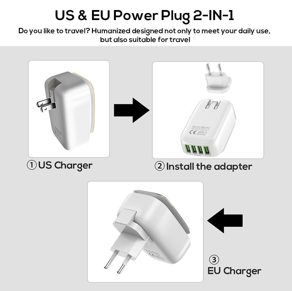 Adaptateur De Chargeur Usb Pour Lampe Led 2-En-1