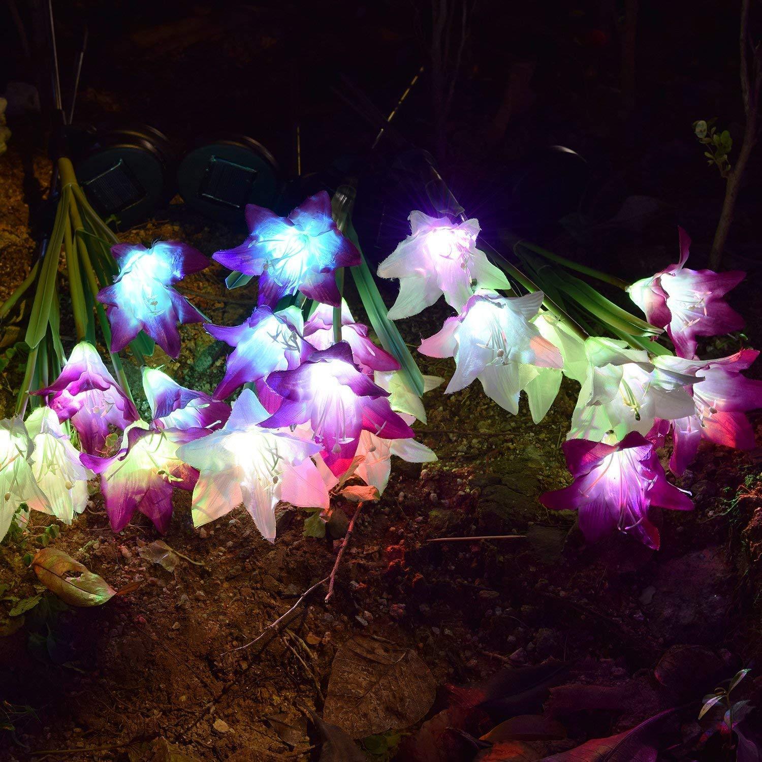Lumières Actionnées Solaires De Jardin De Fleur (7 Lumières De Changement Automatique De Led De Couleurs)