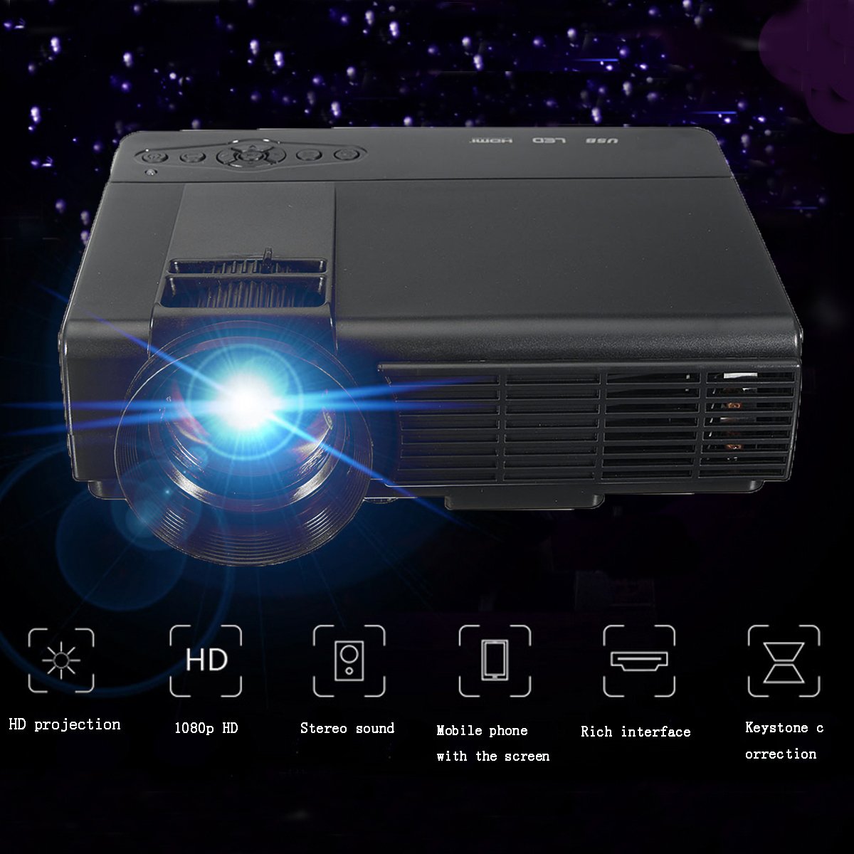 Projecteur De Cinéma À Domicile Dlp 3D Hd142X 1080P De 3000 Lumens