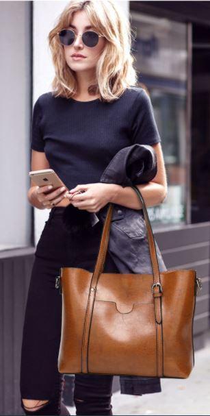 Sac À Bandoulière À Grande Capacité En Cuir Véritable Pour Femme