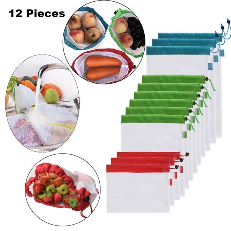 Sacs De Produits Réutilisables Sans Déchets-12Pcs