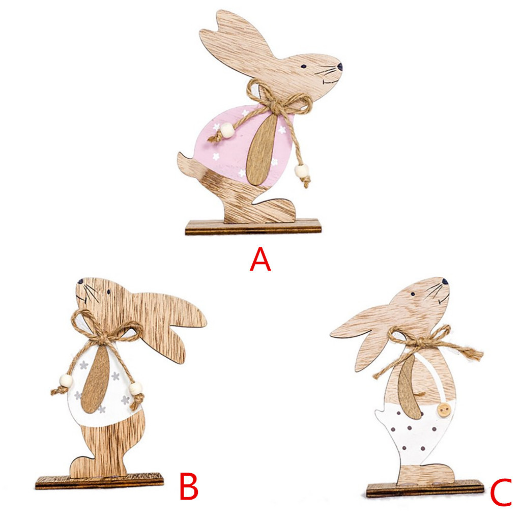 Décorations De Lapin En Bois De Pâques