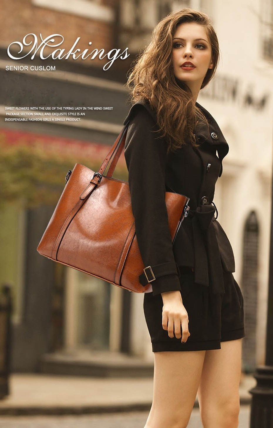 Sac À Bandoulière À Grande Capacité En Cuir Véritable Pour Femme