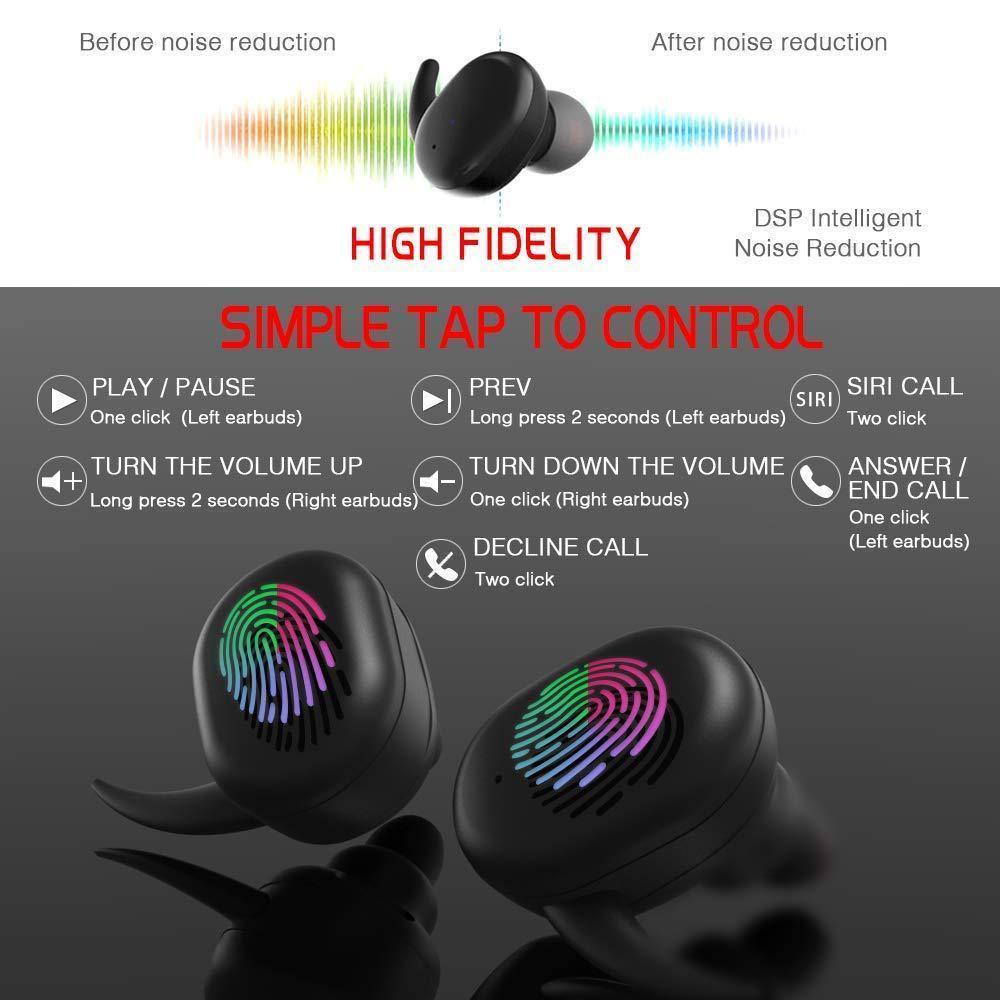 Écouteurs Tws True Wireless Bluetooth 5.0 Écouteurs Étanches À Commande Tactile