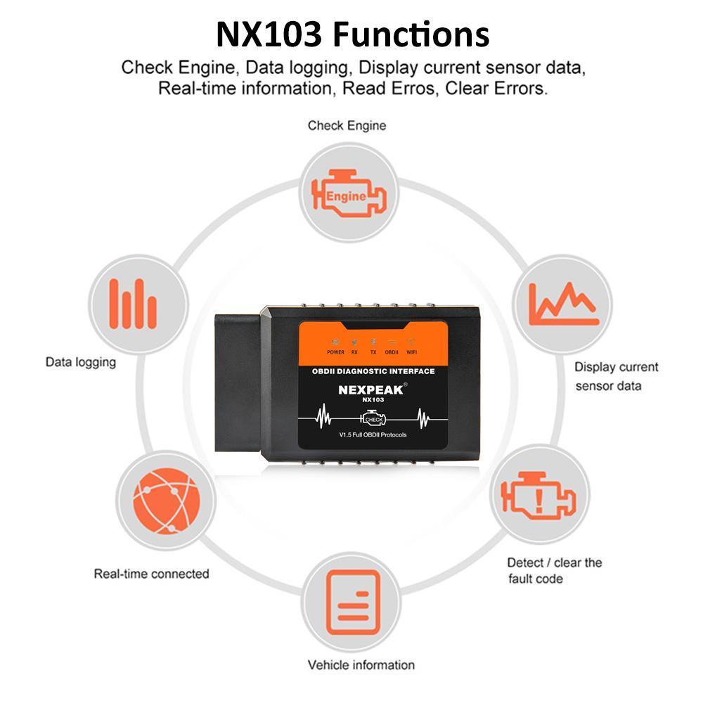 Scanner De Voiture Pour Adaptateur Obd2 Elm327 V1.5 Wifi Ios