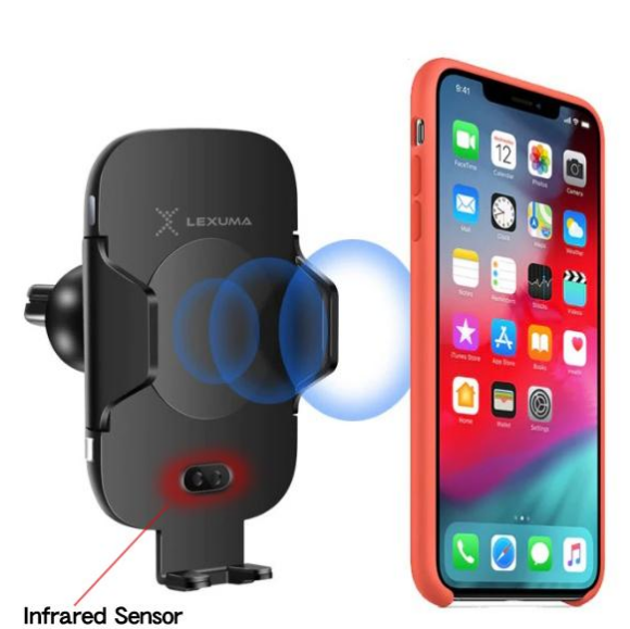 Support De Chargeur De Voiture Sans Fil Qi Avec Capteur Infrarouge Automatique