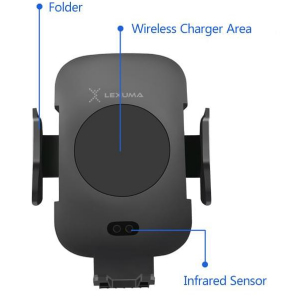 Support De Chargeur De Voiture Sans Fil Qi Avec Capteur Infrarouge Automatique