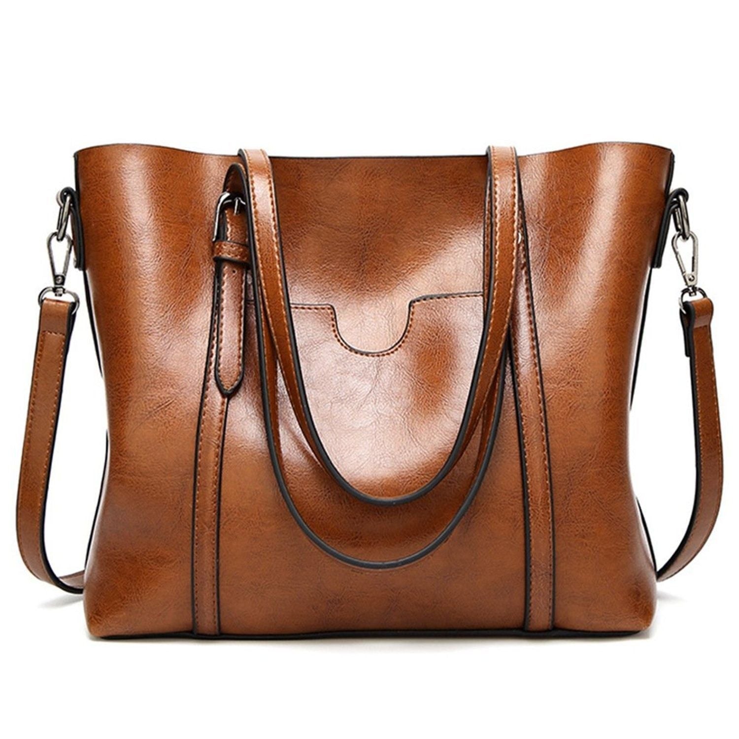 Sac À Bandoulière À Grande Capacité En Cuir Véritable Pour Femme