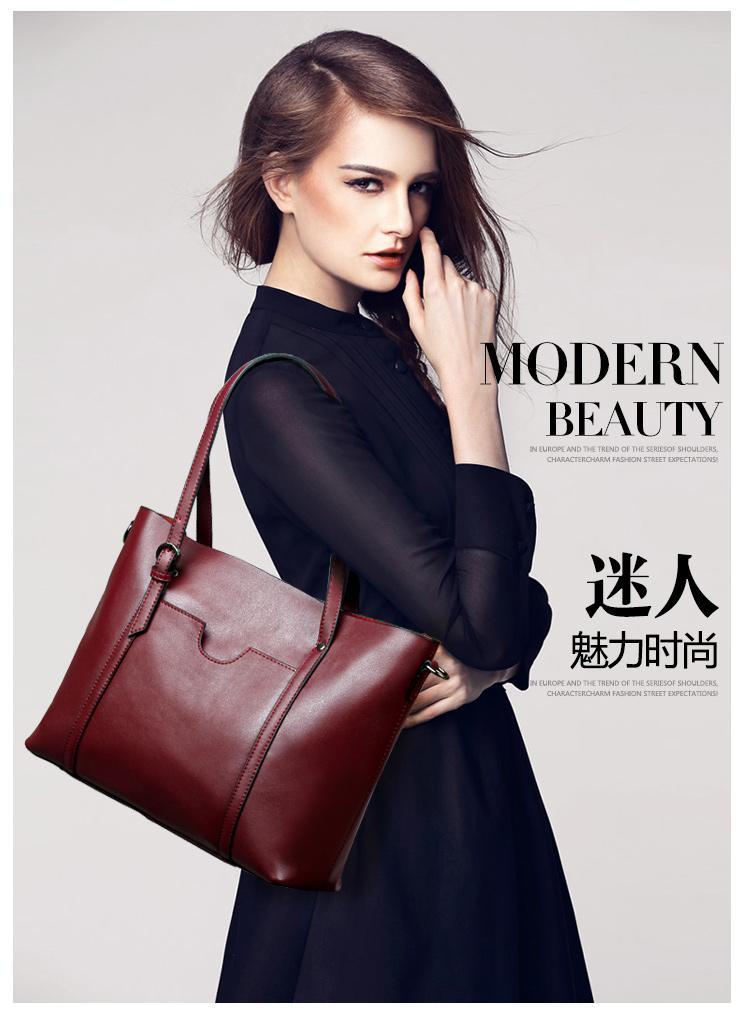 Sac À Bandoulière À Grande Capacité En Cuir Véritable Pour Femme