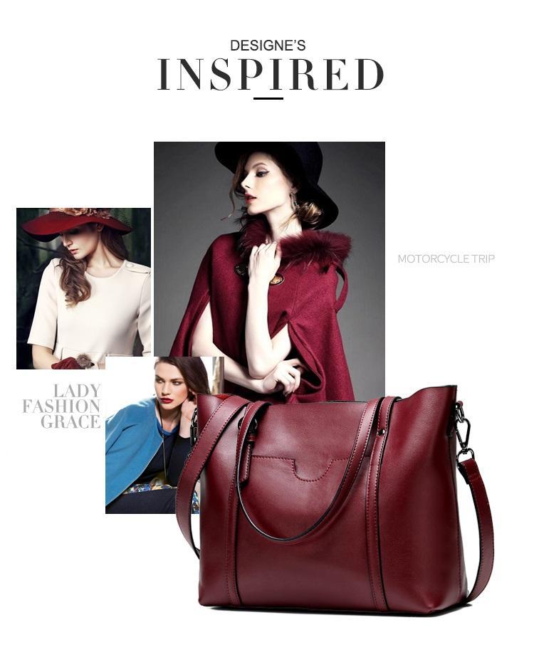 Sac À Bandoulière À Grande Capacité En Cuir Véritable Pour Femme