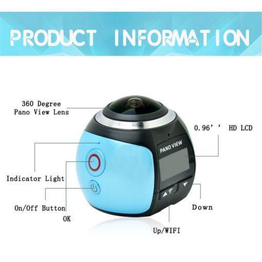 Dash Cam 360 Wifi-Caméra Panoramique 4K