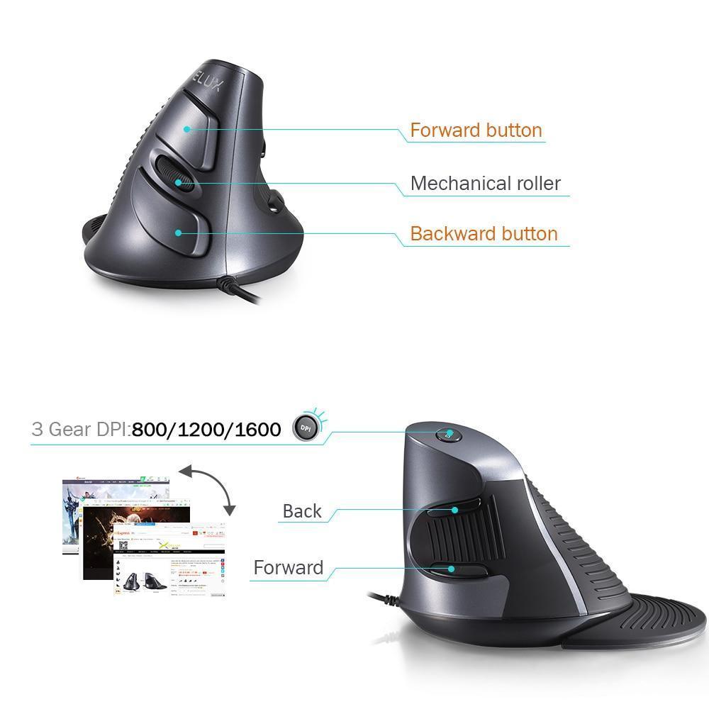 Souris Verticale Ergonomique Office À 6 Boutons
