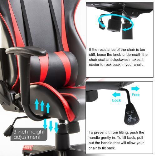 Racing Gaming Chaise À Dossier Haut Ordinateur Design Ergonomique Chaise En Cuir Chaise De Bureau En Cuir Pu