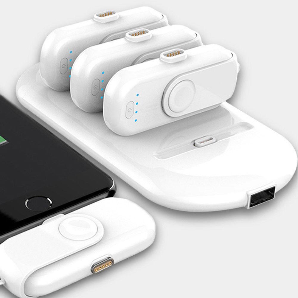 Portable Power Bank Charger-4 Mini-Packs De Charge Magnétiques Avec Station De Charge Powerbank Autonome Pour Iphone Android