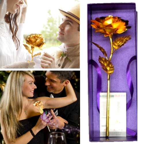 Rose Plaquée Or-Rose D'Or 24K