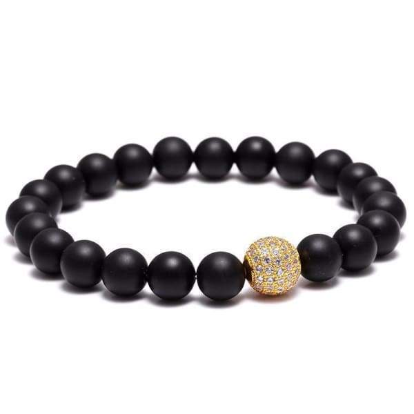 Bracelet Perlé Noir Zircon Ball