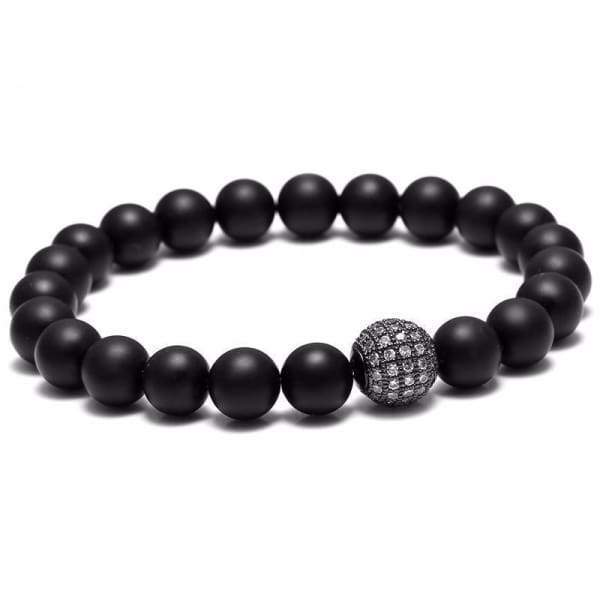 Bracelet Perlé Noir Zircon Ball