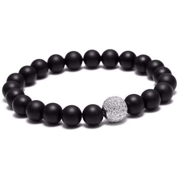 Bracelet Perlé Noir Zircon Ball