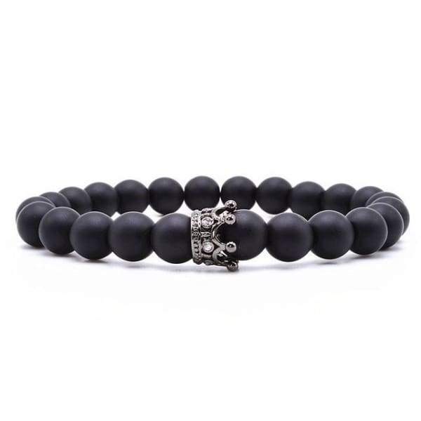 Bracelet En Pierre Noire Mate Avec Options De Couronne En Zircone