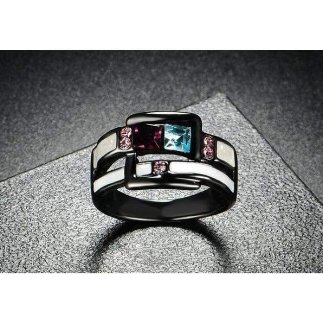 Bague Cristal Bleu Et Rouge