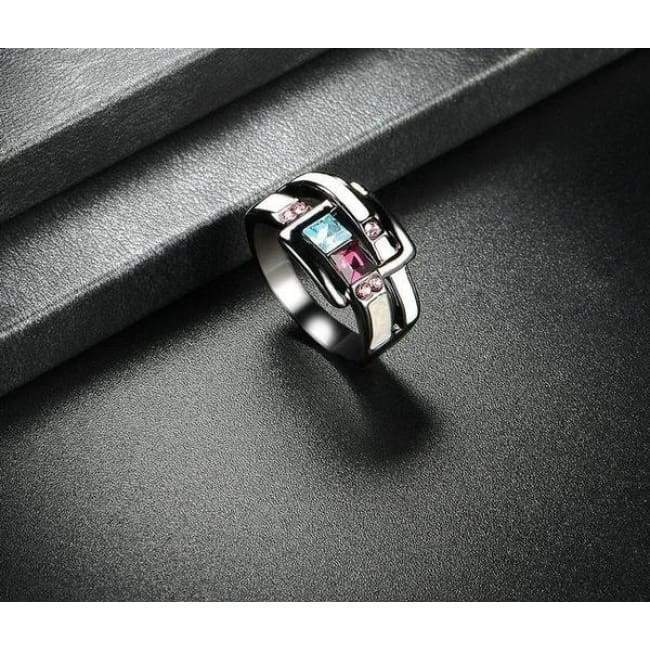 Bague Cristal Bleu Et Rouge