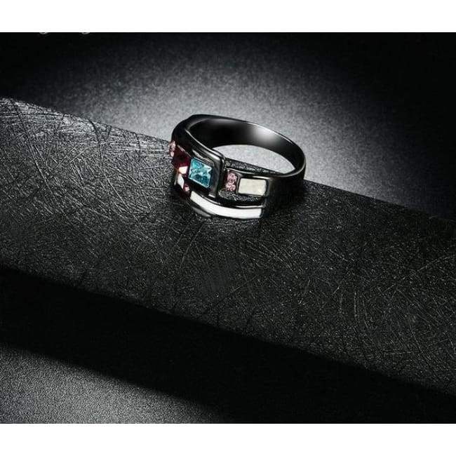 Bague Cristal Bleu Et Rouge