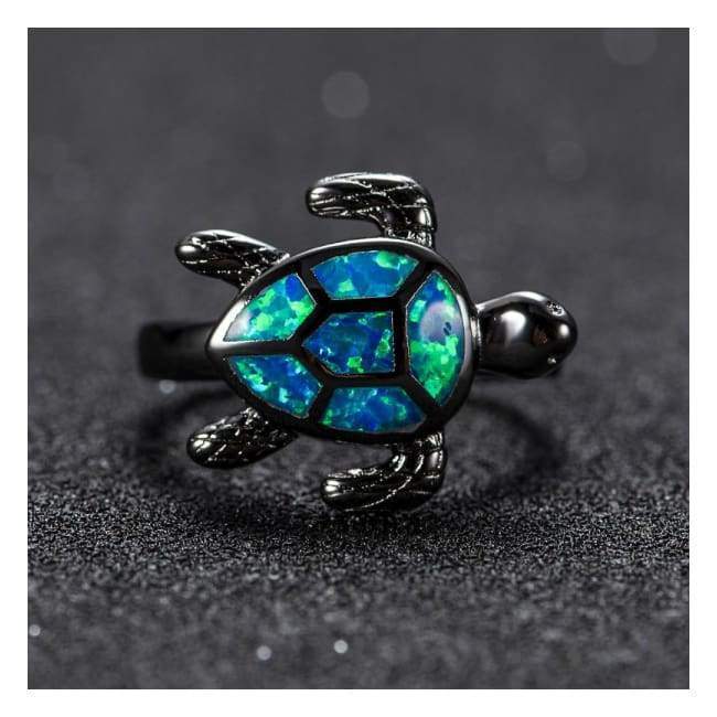 Bague Tortue Opale Feu Bleu