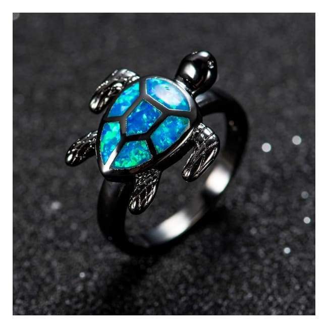 Bague Tortue Opale Feu Bleu