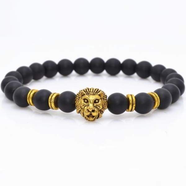 Bouddha-Hibou-Lion-Casque-Bracelets De Lave Noir Léopard