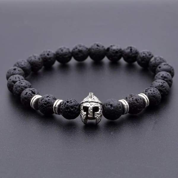 Bouddha-Hibou-Lion-Casque-Bracelets De Lave Noir Léopard