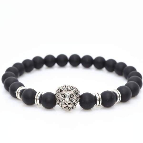 Bouddha-Hibou-Lion-Casque-Bracelets De Lave Noir Léopard