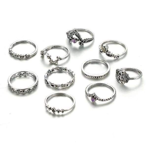 10Pcs Magnifiques Bagues Vintage
