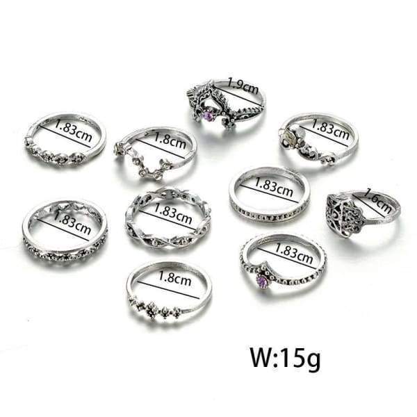 10Pcs Magnifiques Bagues Vintage