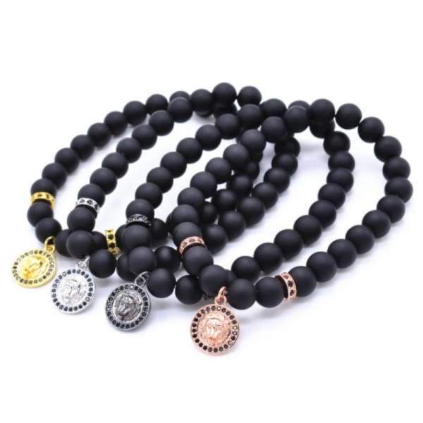 Charm Tete De Lion Avec Perles Noires Mat