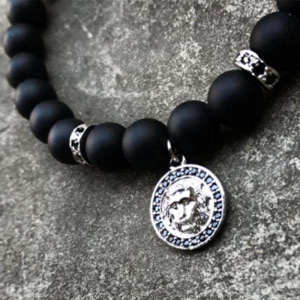 Charm Tete De Lion Avec Perles Noires Mat