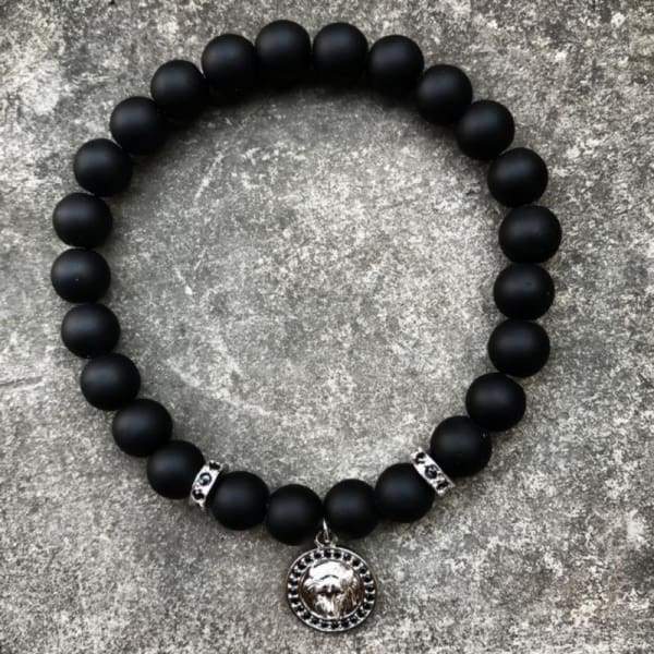 Charm Tete De Lion Avec Perles Noires Mat