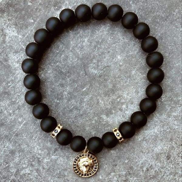 Charm Tete De Lion Avec Perles Noires Mat